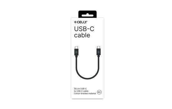 Celly USB-C > USB-C Cotton Braided Cable 30cm, Image 2