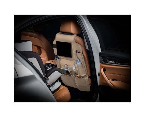 Universal Car Seat Organizer - Beige PVC Leather, Image 2