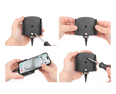 Apple iPhone 15 Plus / 15 Pro Max, Active adjustable holder with 12V USB SIG plug 70-83mm, Image 3