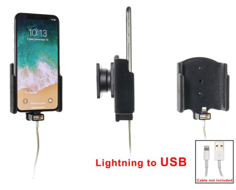 Apple iPhone X / Xs Passive holder. For original Apple lightning to USB cable (upholstered)