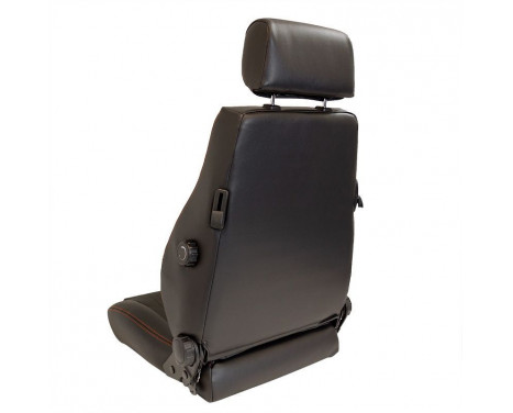 'Retro' sports seat - Black artificial leather + red stitching - Double-sided adjustable backrest, Image 2