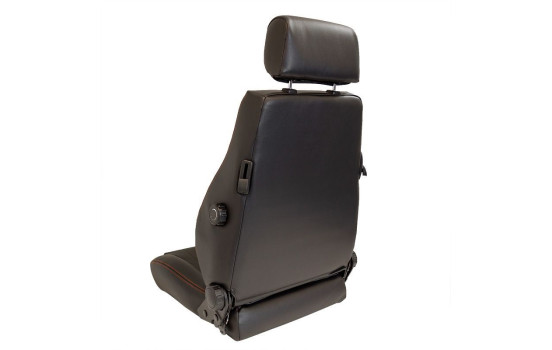 'Retro' sports seat - Black artificial leather + red stitching - Double-sided adjustable backrest, Image 2