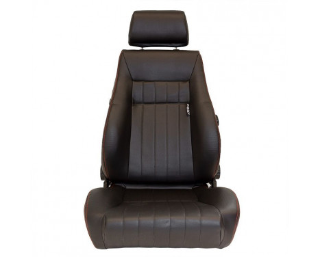 'Retro' sports seat - Black artificial leather + red stitching - Double-sided adjustable backrest, Image 3