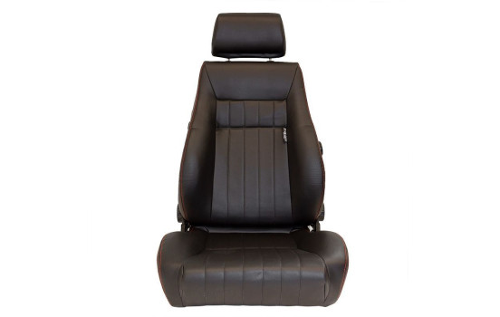 'Retro' sports seat - Black artificial leather + red stitching - Double-sided adjustable backrest, Image 3