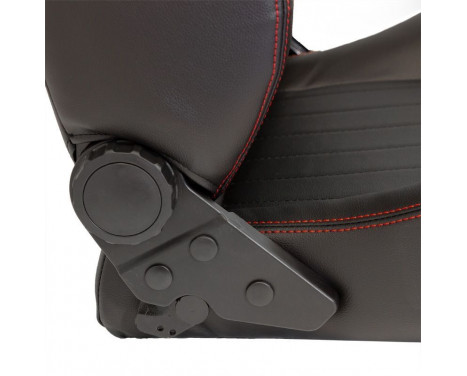 'Retro' sports seat - Black artificial leather + red stitching - Double-sided adjustable backrest, Image 5