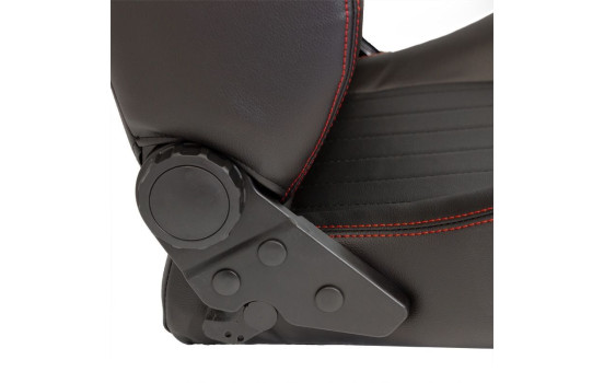 'Retro' sports seat - Black artificial leather + red stitching - Double-sided adjustable backrest, Image 5