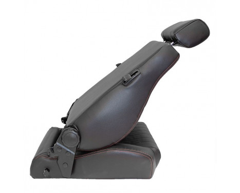 'Retro' sports seat - Black artificial leather + red stitching - Double-sided adjustable backrest, Image 4