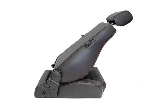 'Retro' sports seat - Black artificial leather + red stitching - Double-sided adjustable backrest, Image 4