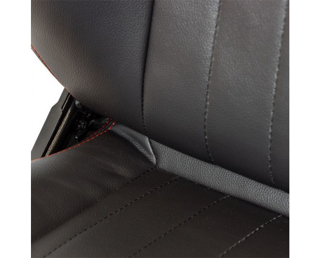 'Retro' sports seat - Black artificial leather + red stitching - Double-sided adjustable backrest, Image 6