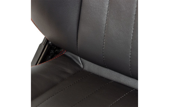 'Retro' sports seat - Black artificial leather + red stitching - Double-sided adjustable backrest, Image 6