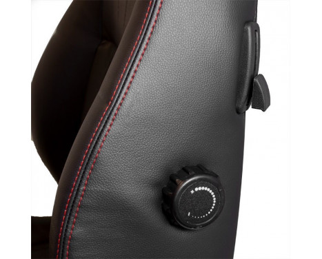 'Retro' sports seat - Black artificial leather + red stitching - Double-sided adjustable backrest, Image 8