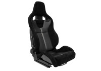 NK Premium Sports Seat - Black Suede + Gray Mesh Fabric - Double-sided Adjustable Backrest