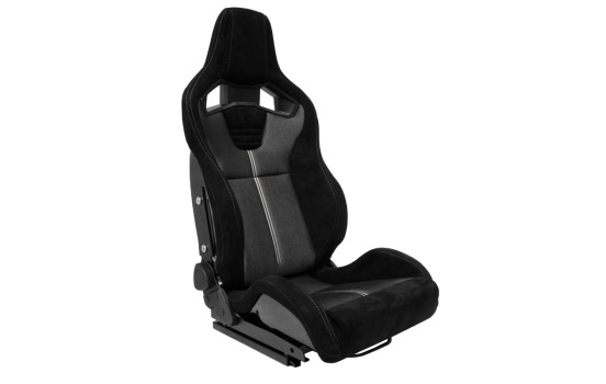 NK Premium Sports Seat - Black Suede + Gray Mesh Fabric - Double-sided Adjustable Backrest