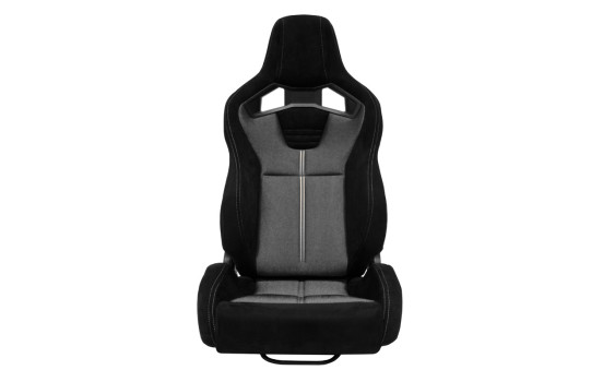 NK Premium Sports Seat - Black Suede + Gray Mesh Fabric - Double-sided Adjustable Backrest, Image 3