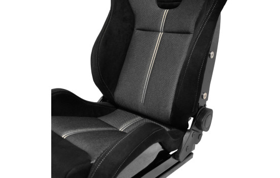 NK Premium Sports Seat - Black Suede + Gray Mesh Fabric - Double-sided Adjustable Backrest, Image 7