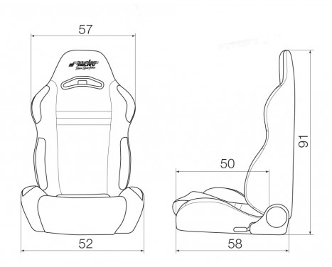 Simoni Racing Sport seat Jenson - Black / Red - File régable (recto-verso) - Incl. Slides, Image 2