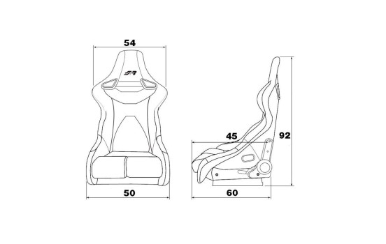 Simoni Racing Sports seat Emerson - Black Eco-Leather - Left side adjustable - incl. Slides, Image 5
