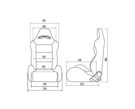 Simoni Racing sports seat Miky black fabric + red seams (adjustable left and right) included, Image 3