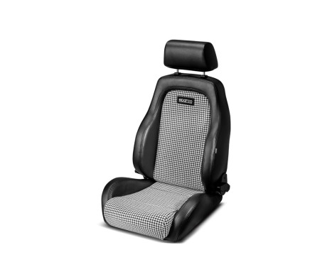 Sparco Sports Seat GT - Black Leatherette + Black/White 'Retro' Microfiber - Adjustable