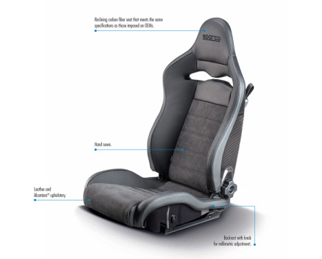 Sparco Sports seat SPX Black Leather/Alcantara (Right side adjustable Carbon backrest), Image 5