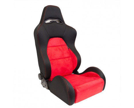 Sport seat 'Eco Soft' - Black / Red - Double-sided adjustable back - Incl. Slides