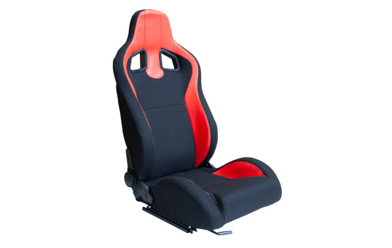 Sports chair 'MR' - Black artificial leather + Red Pine textile - Double-sided adjustable backrest