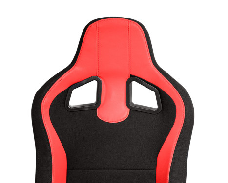 Sports chair 'MR' - Black artificial leather + Red Pine textile - Double-sided adjustable backrest, Image 6