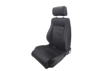 Sports chair 'Retro II' - Black Artificial Leather + Red stitching - Double-sided adjustable backrest - inc