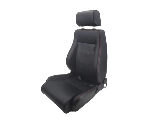 Sports chair 'Retro II' - Black Artificial Leather + Red stitching - Double-sided adjustable backrest - inc