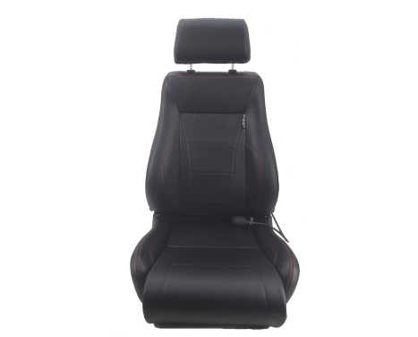 Sports chair 'Retro II' - Black Artificial Leather + Red stitching - Double-sided adjustable backrest - inc, Image 2