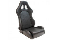Sports chair 'TN' - Black Artificial leather + Silver stitching - Double-sided adjustable back - Incl.