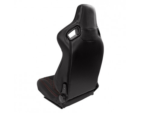 Sports seat 'AK' - Black artificial leather + red stitching/piping - Double-sided adjustable backrest, Image 2