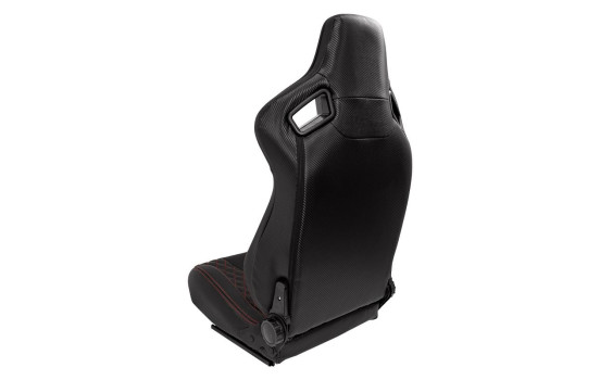 Sports seat 'AK' - Black artificial leather + red stitching/piping - Double-sided adjustable backrest, Image 2