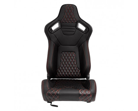 Sports seat 'AK' - Black artificial leather + red stitching/piping - Double-sided adjustable backrest, Image 3