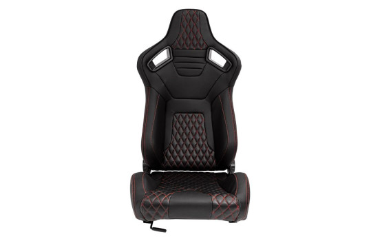 Sports seat 'AK' - Black artificial leather + red stitching/piping - Double-sided adjustable backrest, Image 3