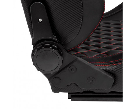 Sports seat 'AK' - Black artificial leather + red stitching/piping - Double-sided adjustable backrest, Image 5