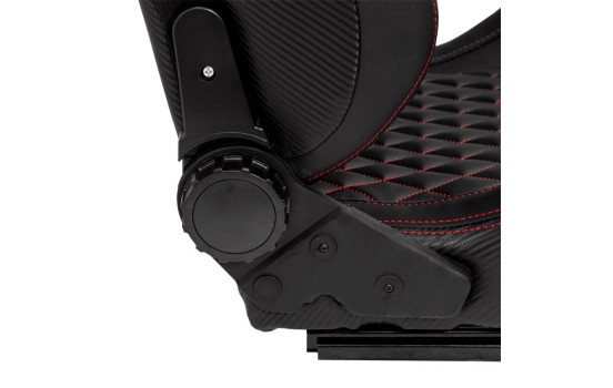 Sports seat 'AK' - Black artificial leather + red stitching/piping - Double-sided adjustable backrest, Image 5