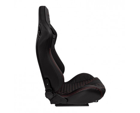 Sports seat 'AK' - Black artificial leather + red stitching/piping - Double-sided adjustable backrest, Image 4