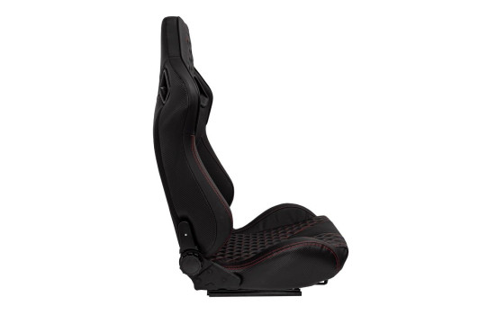 Sports seat 'AK' - Black artificial leather + red stitching/piping - Double-sided adjustable backrest, Image 4