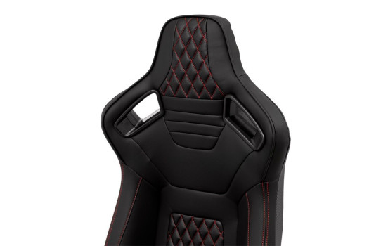 Sports seat 'AK' - Black artificial leather + red stitching/piping - Double-sided adjustable backrest, Image 8