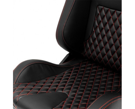 Sports seat 'AK' - Black artificial leather + red stitching/piping - Double-sided adjustable backrest, Image 7