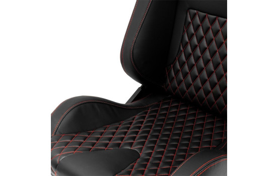 Sports seat 'AK' - Black artificial leather + red stitching/piping - Double-sided adjustable backrest, Image 7