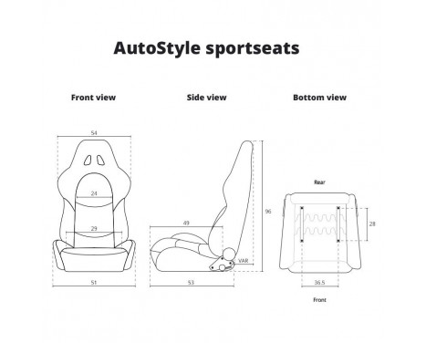 Sports seat 'AK' - Black artificial leather + red stitching/piping - Double-sided adjustable backrest, Image 10