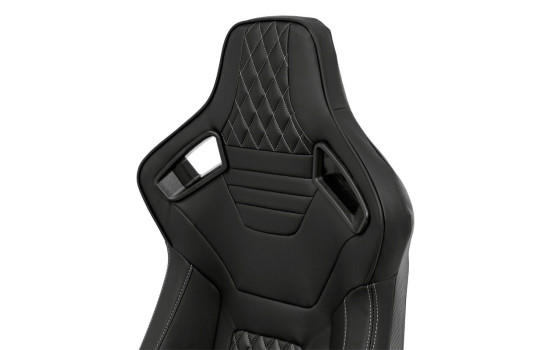 Sports seat 'AK' - Black Artificial leather + Silver stitching / piping - Adjustable on both sides, Image 8