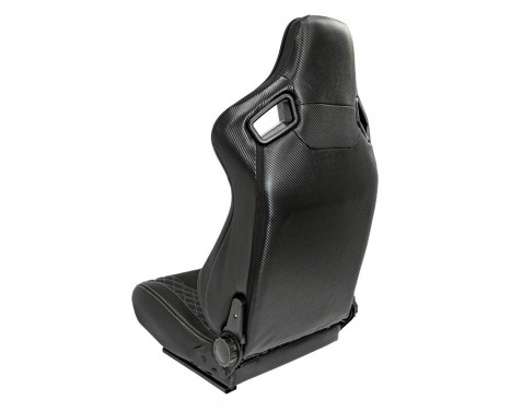 Sports seat 'AK' - Black Artificial leather + Silver stitching / piping - Adjustable on both sides, Image 2
