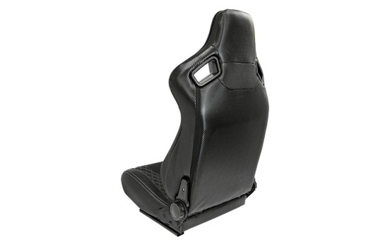 Sports seat 'AK' - Black Artificial leather + Silver stitching / piping - Adjustable on both sides, Image 2
