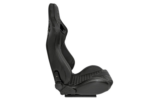 Sports seat 'AK' - Black Artificial leather + Silver stitching / piping - Adjustable on both sides, Image 4