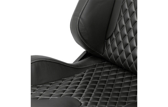 Sports seat 'AK' - Black Artificial leather + Silver stitching / piping - Adjustable on both sides, Image 7