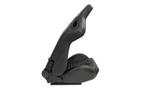 Sports seat 'AK' - Black Artificial leather + Yellow stitching / piping, Image 6