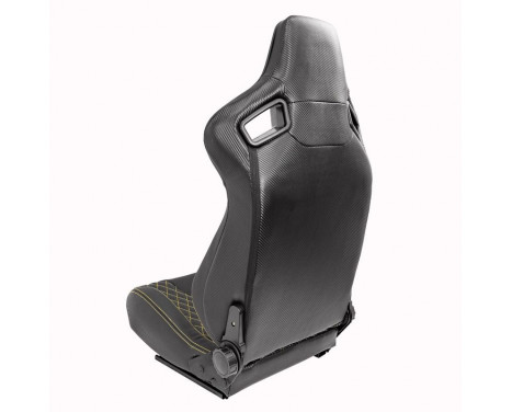 Sports seat 'AK' - Black Artificial leather + Yellow stitching / piping, Image 2